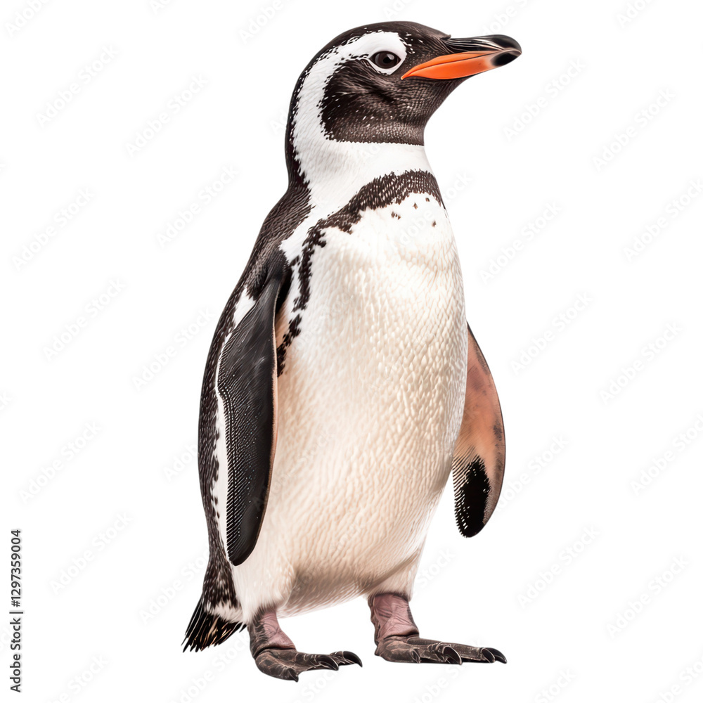 Penguin standing upright with sleek body and cute expression , isolated on transparent background Penguin standing upright with sleek body and cute expression , isolated on transparent background