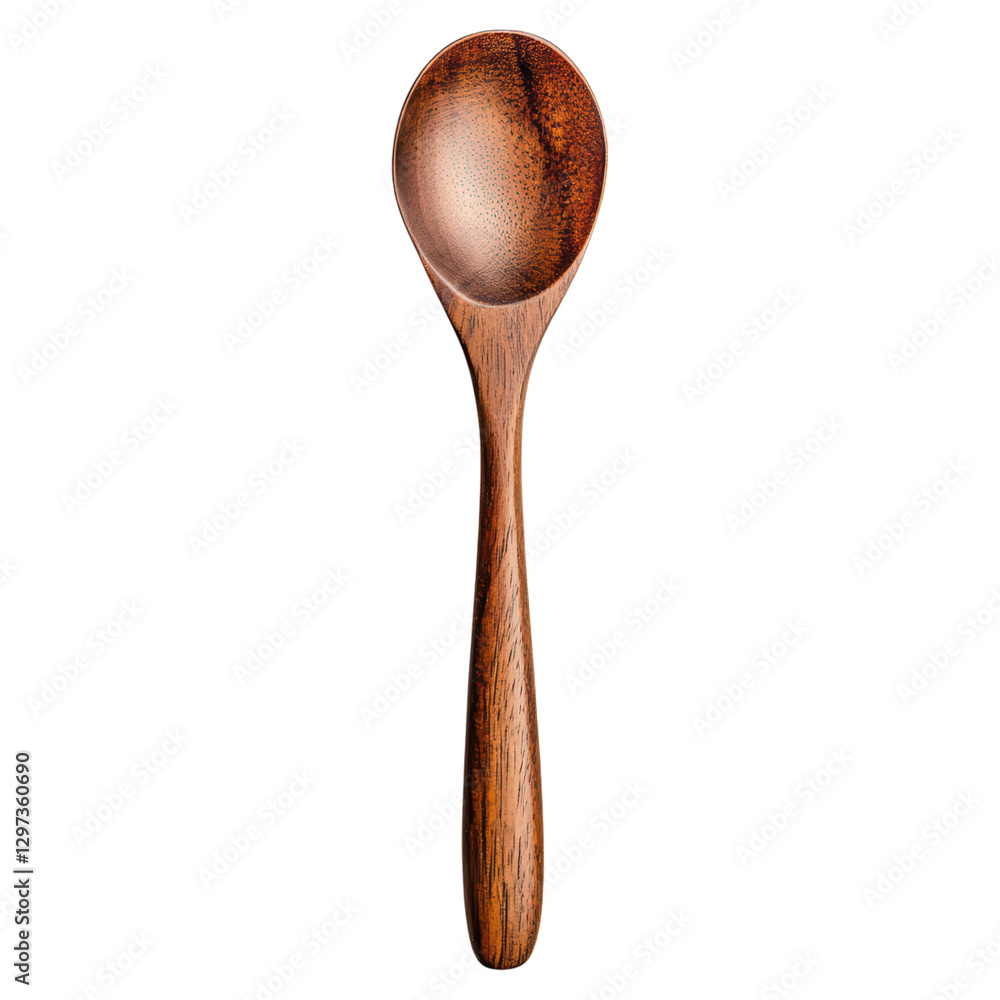Wooden spoon with long handle and smooth surface , isolated on transparent background Wooden spoon with long handle and smooth surface , isolated on transparent background