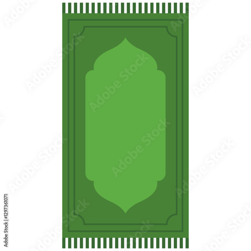 Green prayer rug used for islamic prayer.