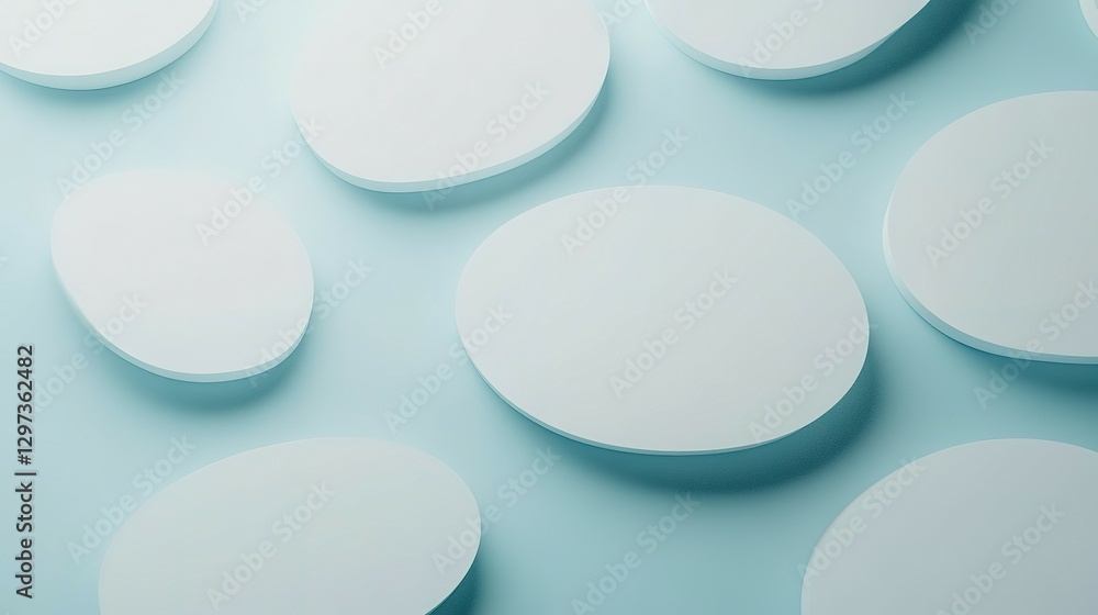 White oval shapes are arranged on a light blue background White oval shapes are arranged on a light blue background