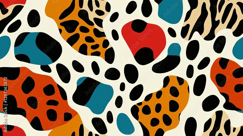 Colorful abstract pattern featuring different shapes and textured elements Colorful abstract pattern featuring different shapes and textured elements