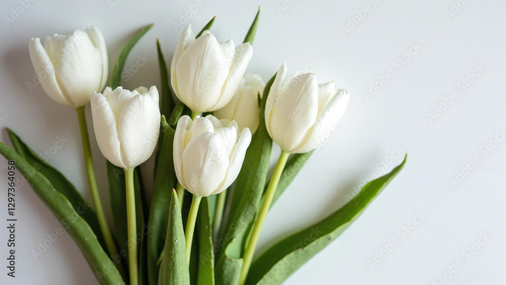 Elegant White Tulips on White Background: Perfect for Mother's Day Promotions, Floral Designs, and Greeting Cards Elegant White Tulips on White Background: Perfect for Mother's Day Promotions, Floral Designs, and Greeting Cards