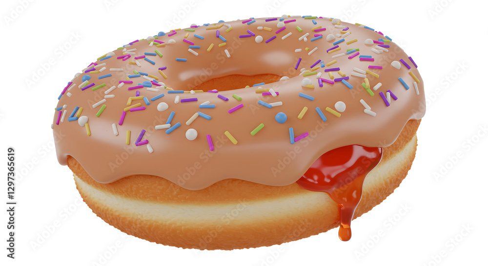 Delicious Glazed Donut with Colorful Sprinkles and Filling Delicious Glazed Donut with Colorful Sprinkles and Filling