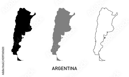 argentina map illustration isolated on background. map in black, gray, and outlines
