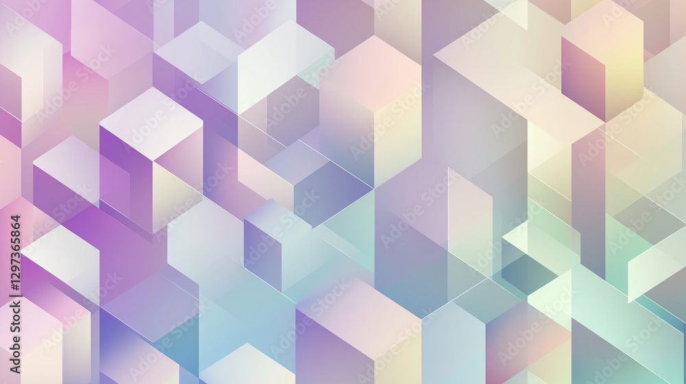 A seamless pattern of pastelcolored hexagonal cubes creates an iridescent, abstract background A seamless pattern of pastelcolored hexagonal cubes creates an iridescent, abstract background