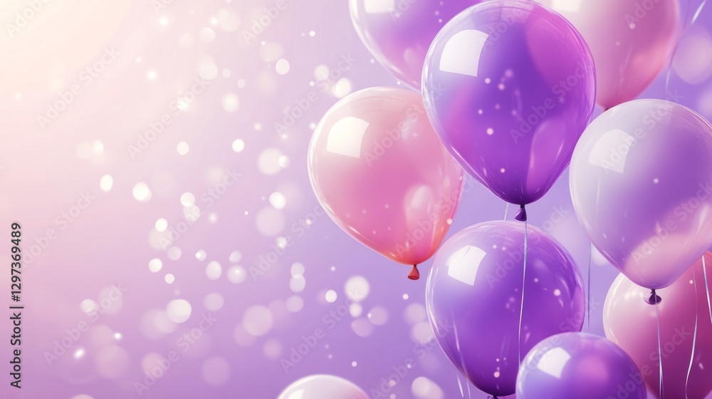 Purple and pink gradient background with floating transparent balloons, generative ai Purple and pink gradient background with floating transparent balloons, generative ai