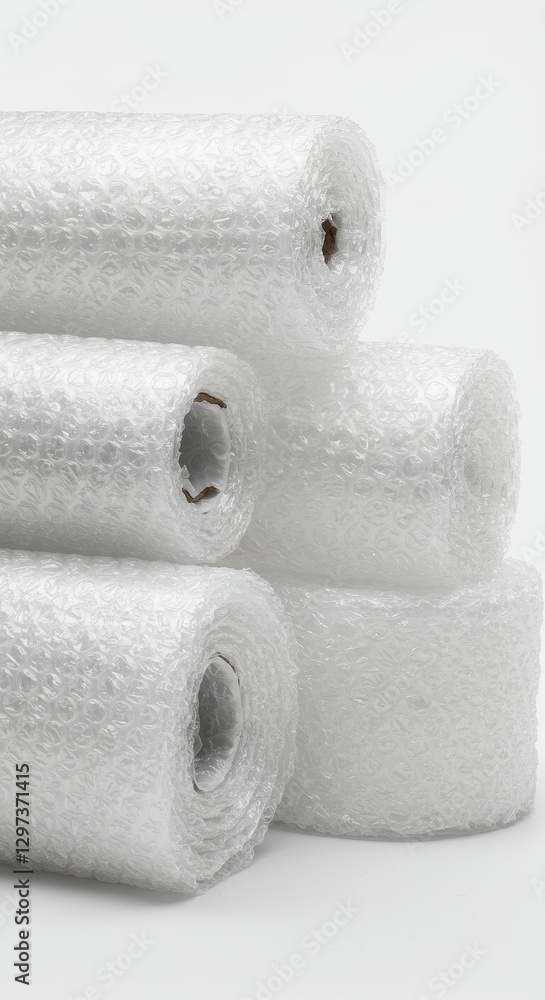 Obraz premium Stack of Bubble Wrap Rolls: Packing Material Close-Up