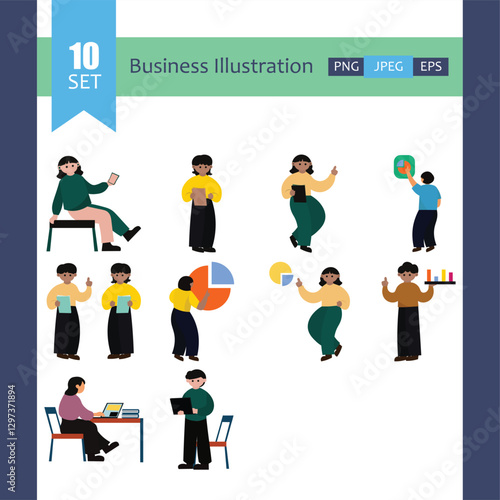 Wallpaper Mural Modern Business Professionals Flat Vector Illustration Set Torontodigital.ca