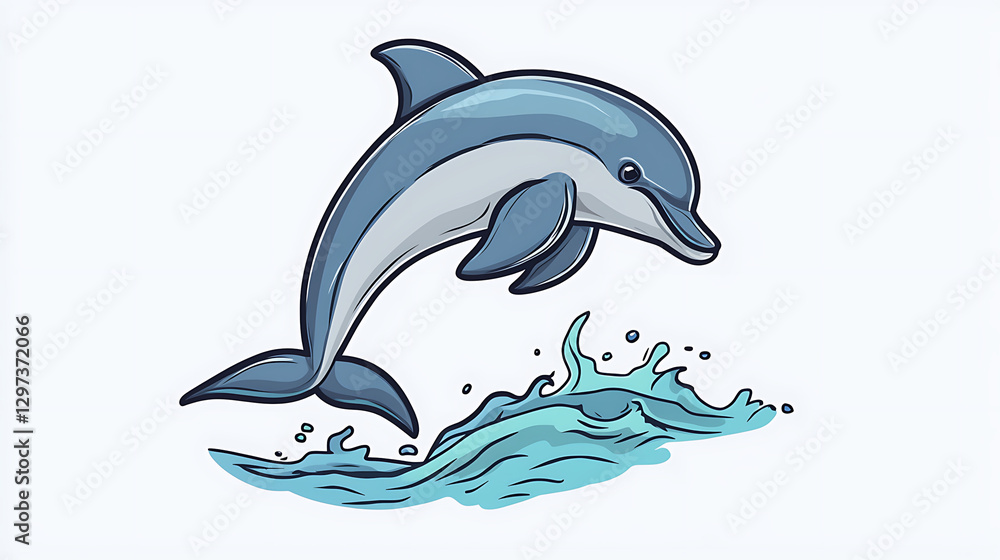 Fototapeta premium Leaping Dolphin Ocean Wave Splash Aquatic Wildlife Nature Art