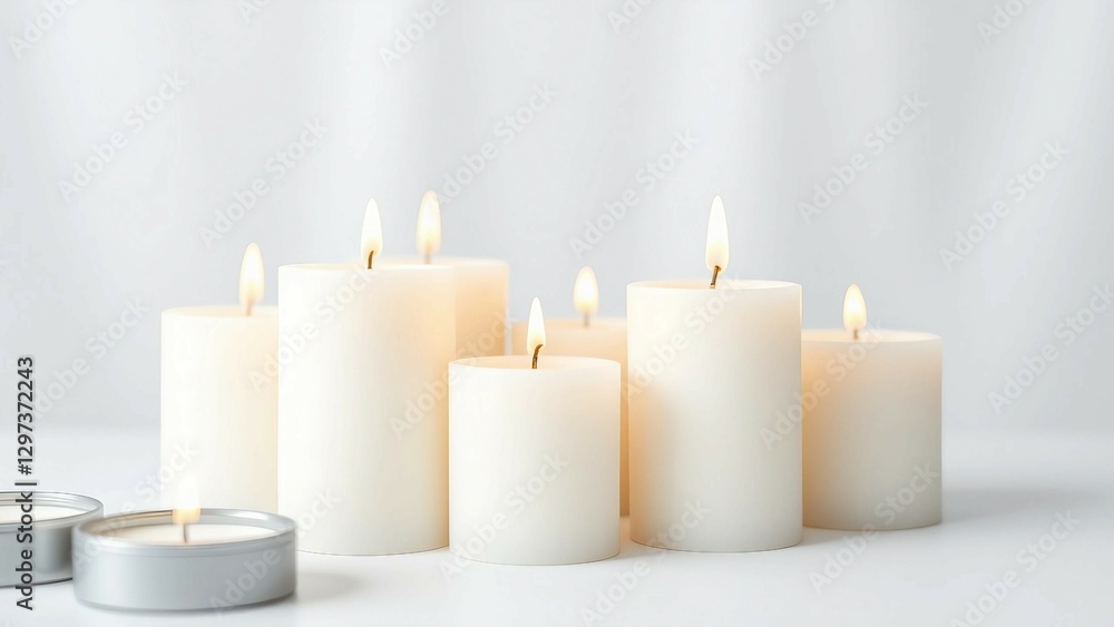 White wax candles collection isolated on transparent background White wax candles collection isolated on transparent background