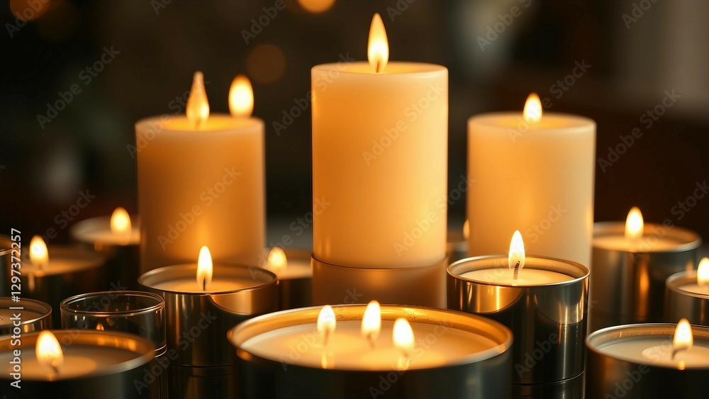 White wax candles collection isolated on transparent background White wax candles collection isolated on transparent background