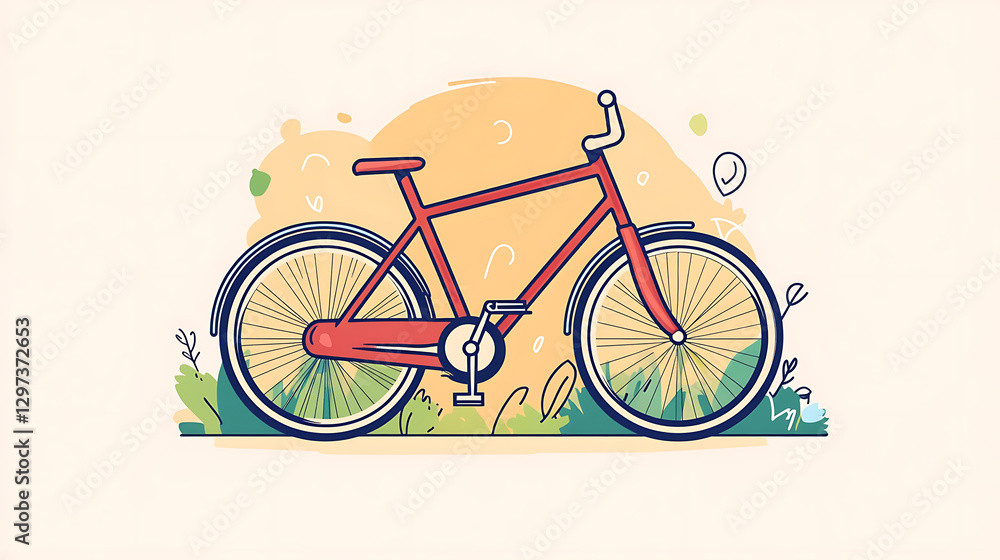 Fototapeta premium A red bicycle is shown in a grassy field