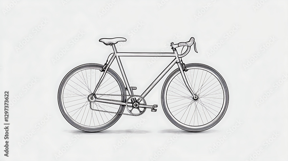 A bicycle with a white frame and black seat A bicycle with a white frame and black seat