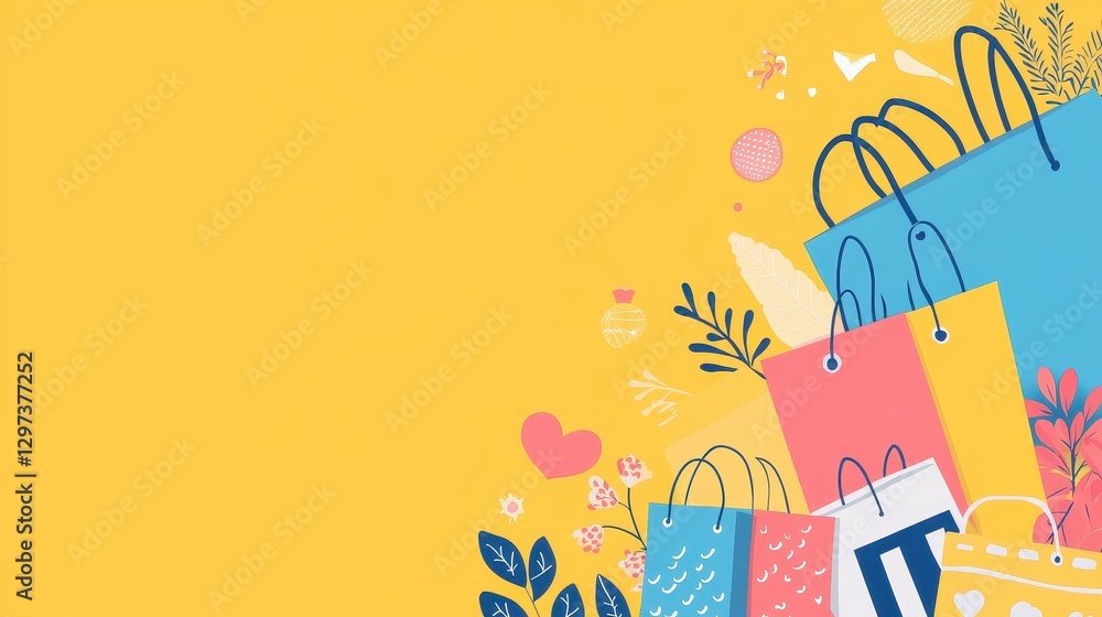dvertisement layout with product placement and copy space flat design top view e-commerce theme cartoon drawing triadic color scheme. dvertisement layout with product placement and copy space flat design top view e-commerce theme cartoon drawing triadic color scheme.