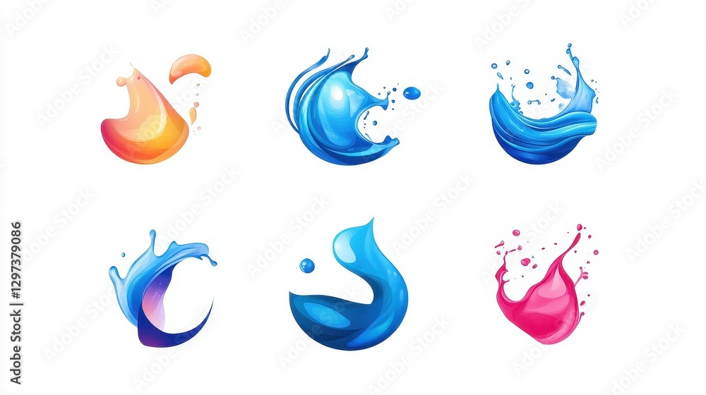 Fototapeta premium Branding strategy with logo design process flat design side view graphic design theme water color vivid. 