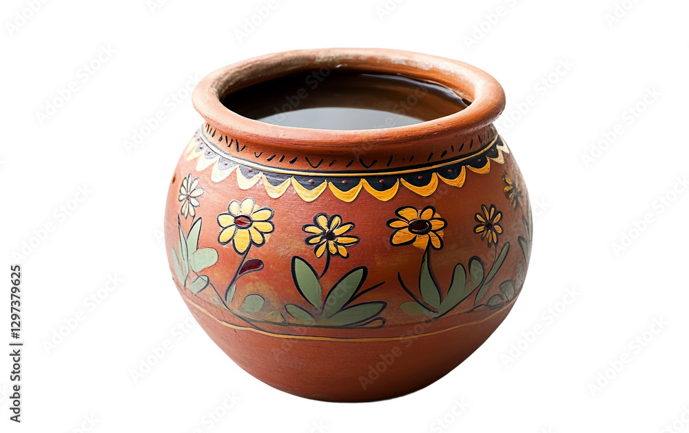 Decorative Clay Pot with Intricate Flower Patterns Decorative Clay Pot with Intricate Flower Patterns