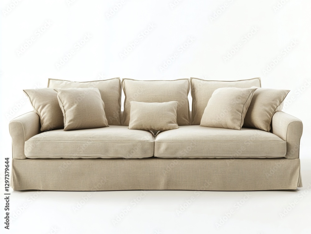 Fototapeta premium 3D render of a beige fabric sofa