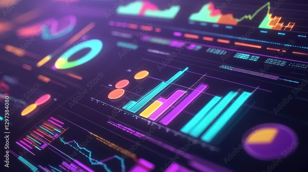 Marketing analysis with digital charts and graphs flat design front view technology theme animation vivid. Marketing analysis with digital charts and graphs flat design front view technology theme animation vivid.