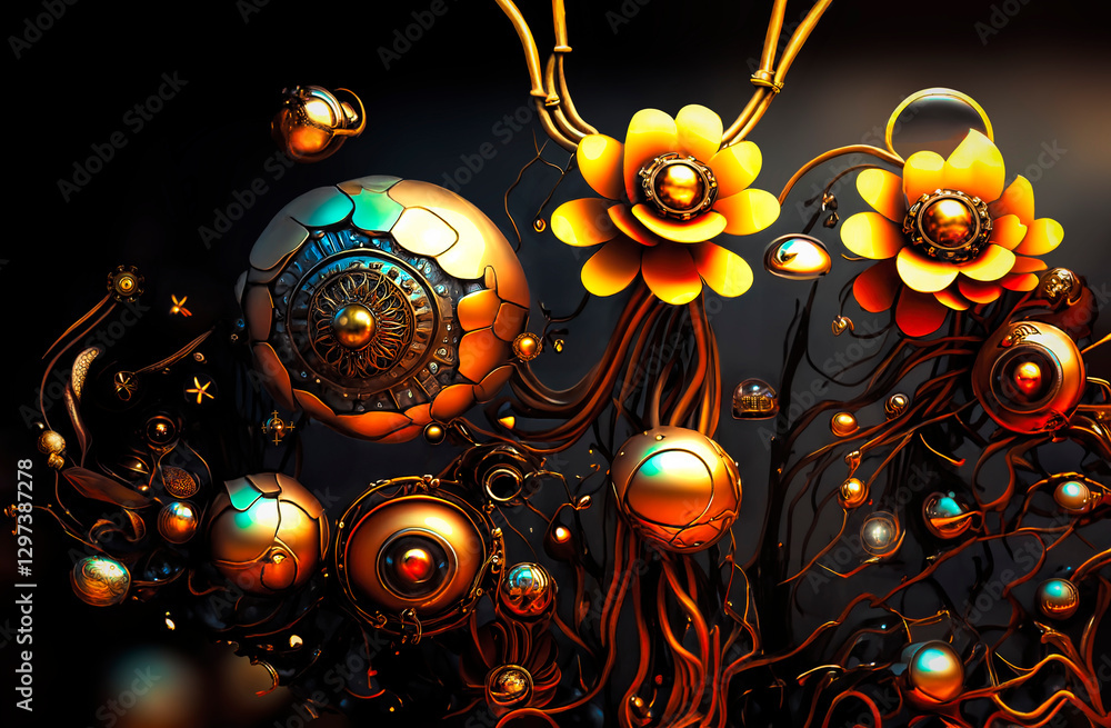 Abstract Mechanical garden concept