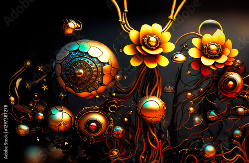Obraz na płótnie Abstract Mechanical garden concept w salonie