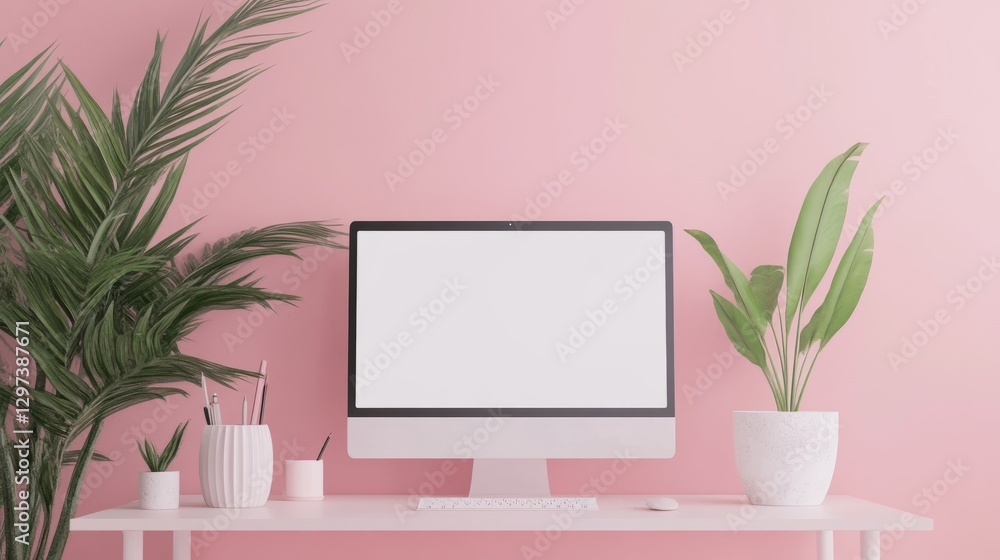 Fototapeta premium Mockup Zoom Call Overview with Minimalist with Mockup