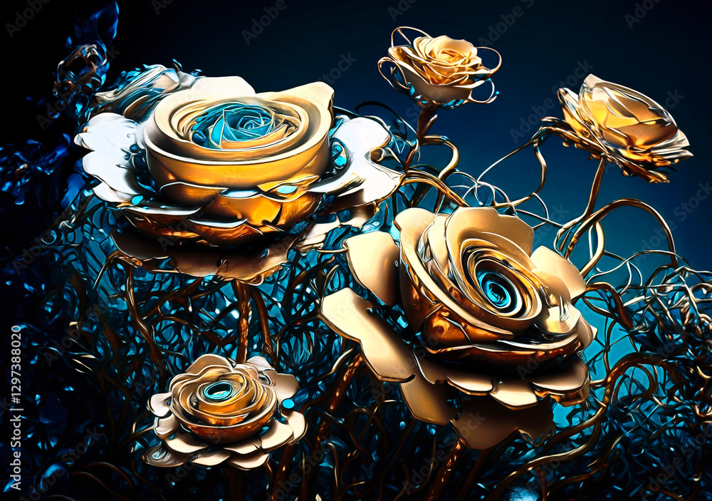 Mechanical garden roses concept