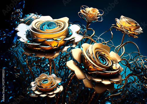 Obraz na płótnie Mechanical garden roses concept w salonie