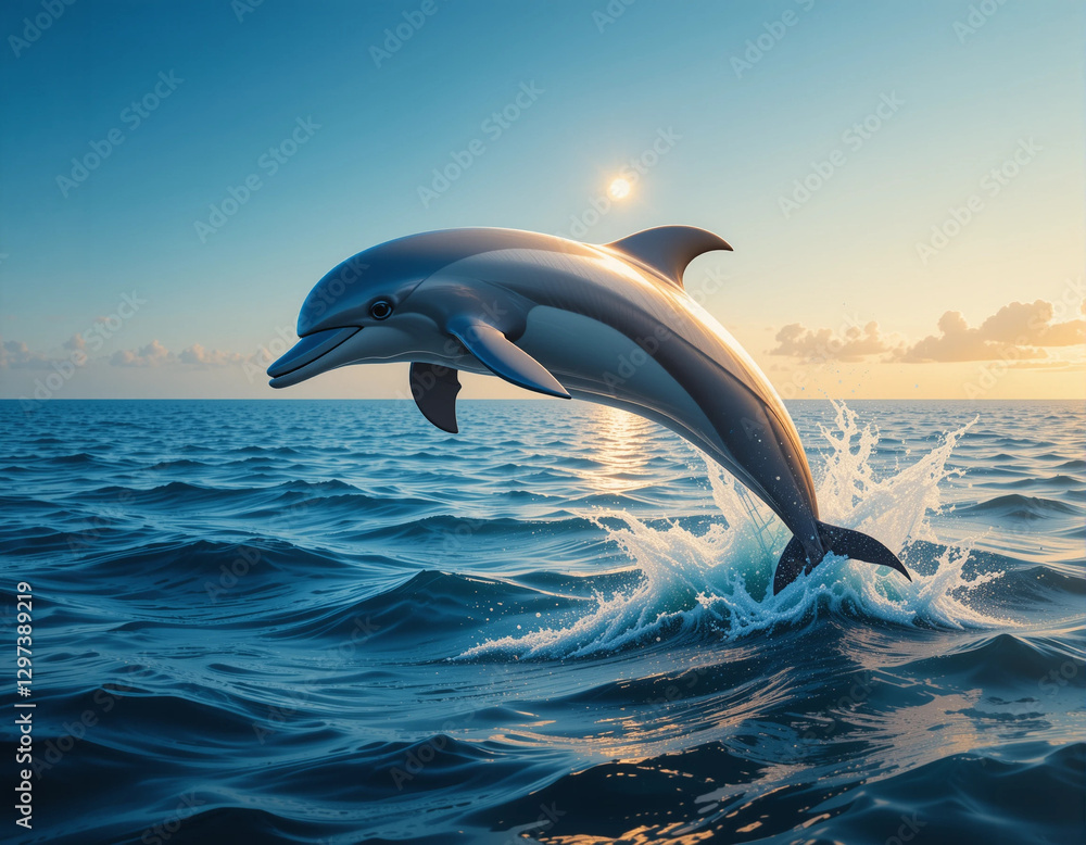 Fototapeta premium Ocean's Acrobat: The Intelligence and Grace of Dolphins