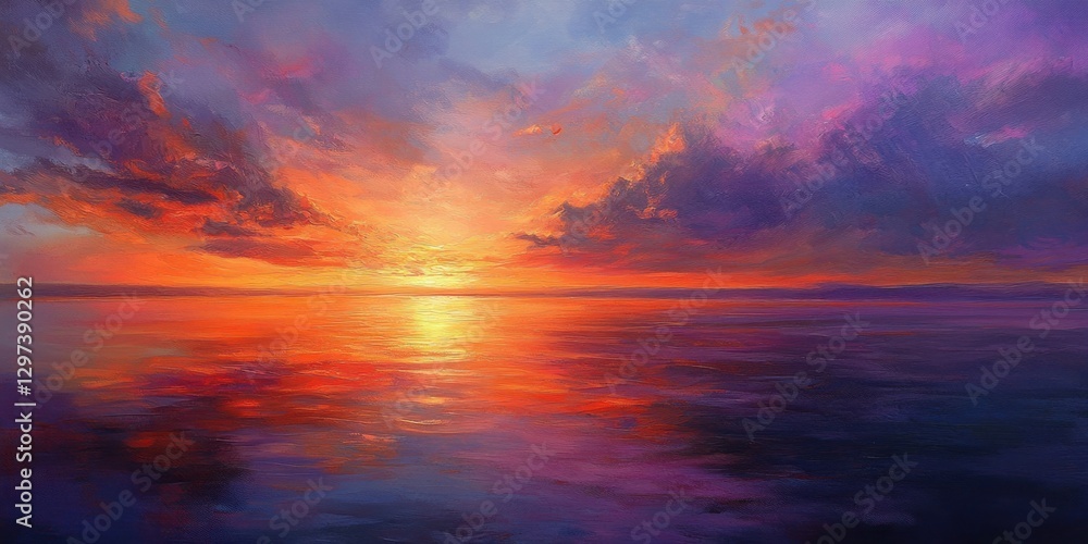 Naklejka premium Stunning dusk seascape with vibrant colors