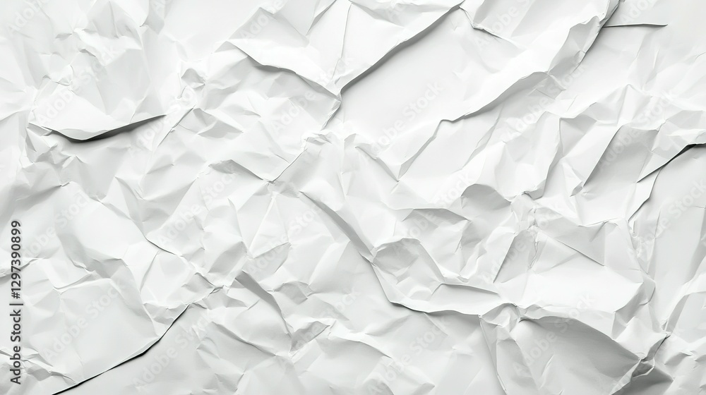 Obraz premium A close up image of heavily crumpled white paper