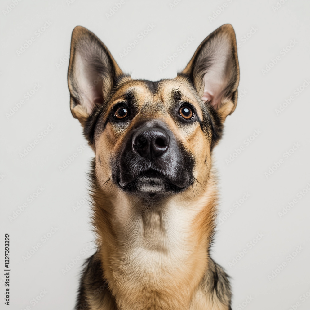 Curious Shepherd Mix Gazing with Alert Ears and Intelligent Eyes Curious Shepherd Mix Gazing with Alert Ears and Intelligent Eyes