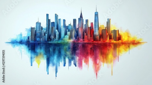 Vibrant NYC Skyline: A Watercolor Masterpiece