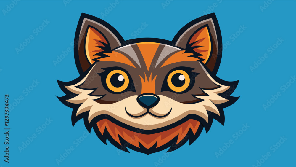 Creative vector illustration of a playful raccoon character with big eyes against a vibrant green background showcasing a whimsical style Creative vector illustration of a playful raccoon character with big eyes against a vibrant green background showcasing a whimsical style