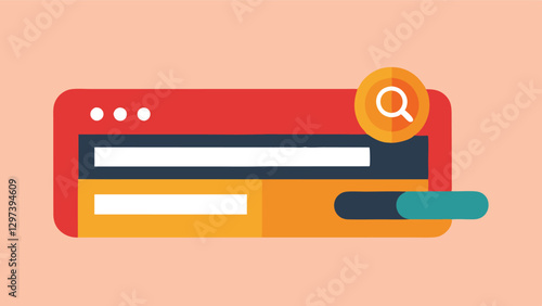 Interactive vector illustration of a modern search interface with sliders and controls set against a bright blue background