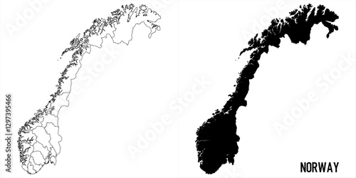 High detailed vector map - Norway 