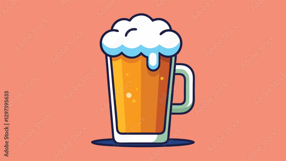 Creative vector illustration of a beer mug featuring stylized foam and an American flag theme against a vibrant background Creative vector illustration of a beer mug featuring stylized foam and an American flag theme against a vibrant background