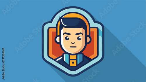 Vector illustration of a stylized character wearing a headband and surrounded by geometric shapes, set against a vibrant yellow background with a radiant design