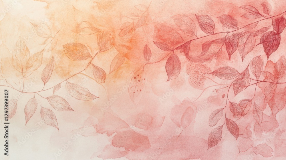 Fototapeta premium Delicate watercolor abstract with floral elements