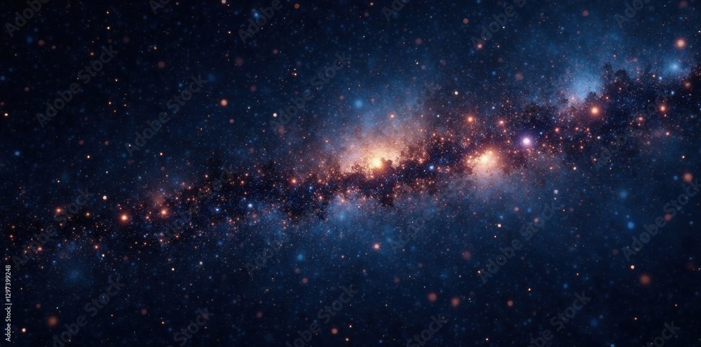 Fototapeta premium Dark celestial scene with sparkling stars on a black canvas, darkening sky, stars
