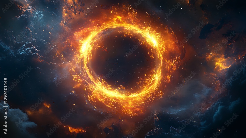 Fototapeta premium Fiery Ring Nebula Cosmic Firestorm Space