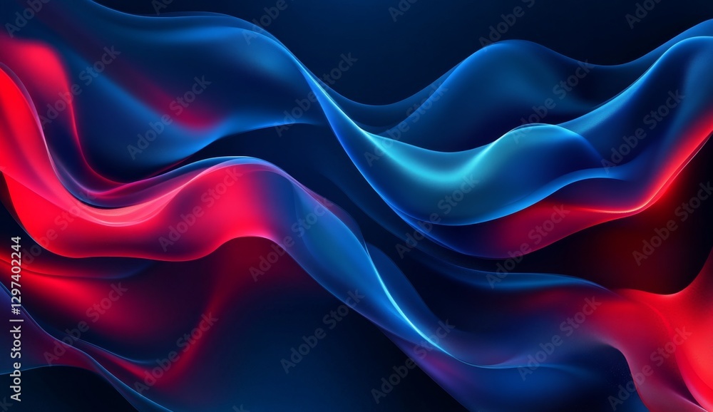 Obraz premium Abstract dynamic flowing red and blue curves on dark background