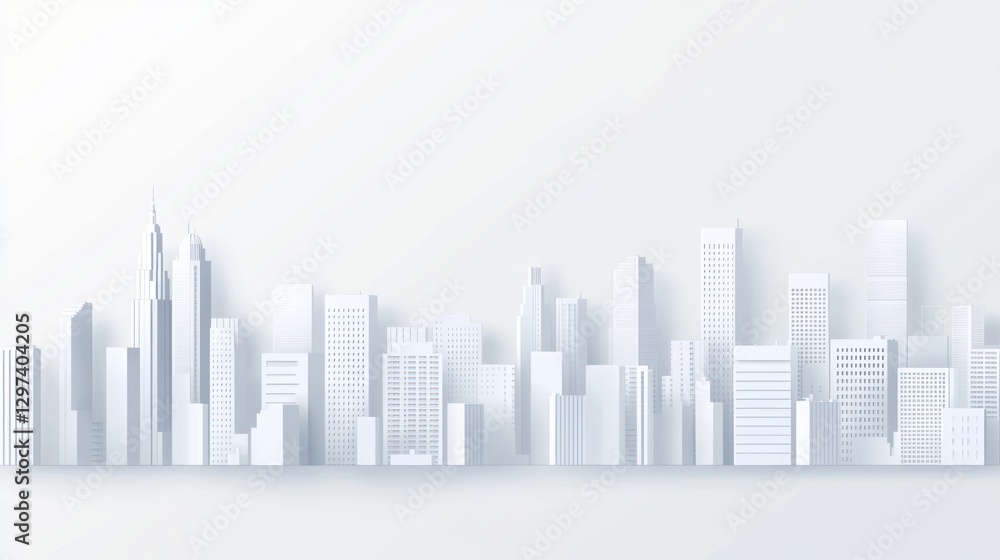 Abstract Paper Cut City Skyline, Minimalist Background, Potential for Presentation, Illustration Abstract Paper Cut City Skyline, Minimalist Background, Potential for Presentation, Illustration