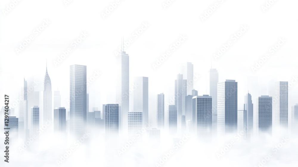 Misty city skyline panorama, urban scene, architectural view, perfect for backgrounds, digital art Misty city skyline panorama, urban scene, architectural view, perfect for backgrounds, digital art
