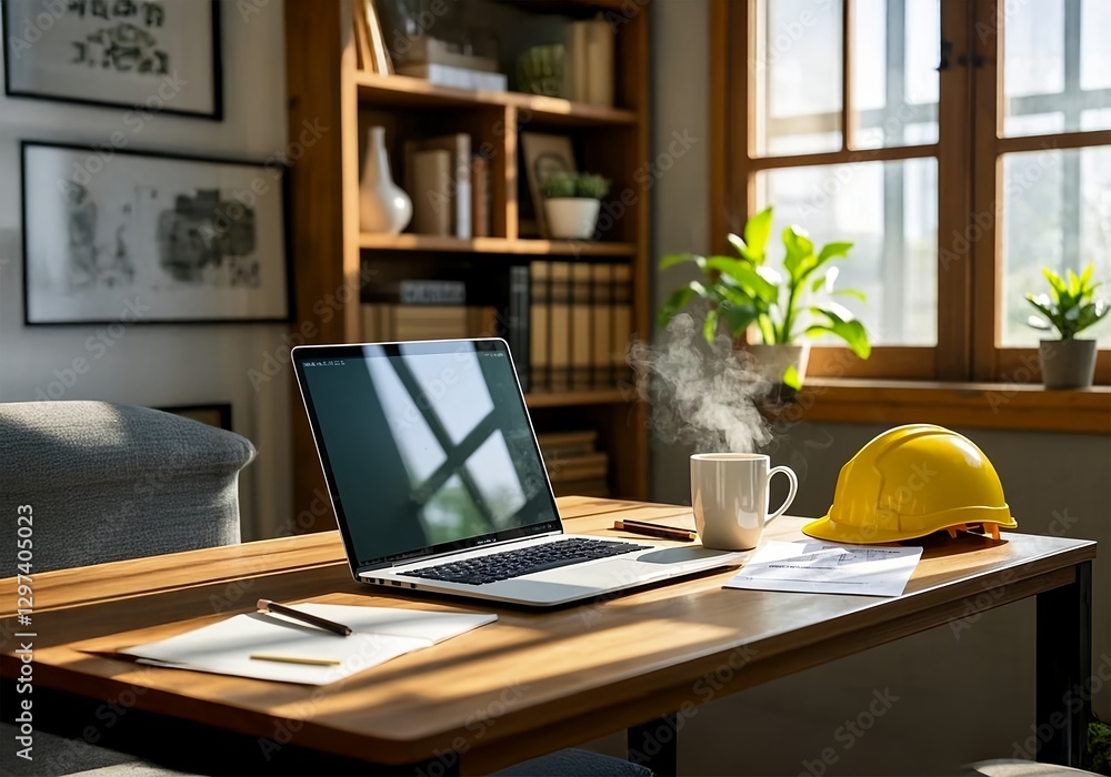 Fototapeta premium office desk with laptop