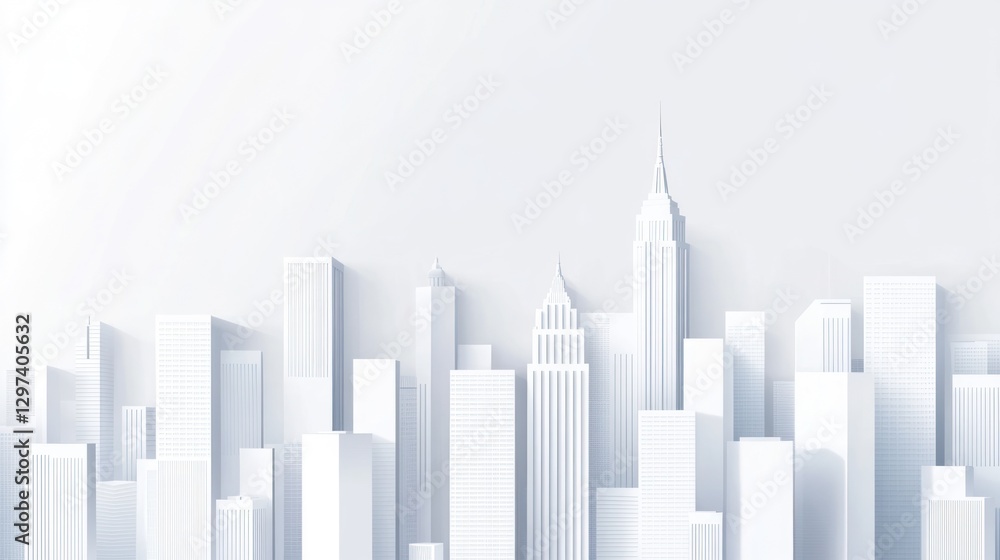 Obraz premium Abstract paper city skyline, modern urban scene, background image