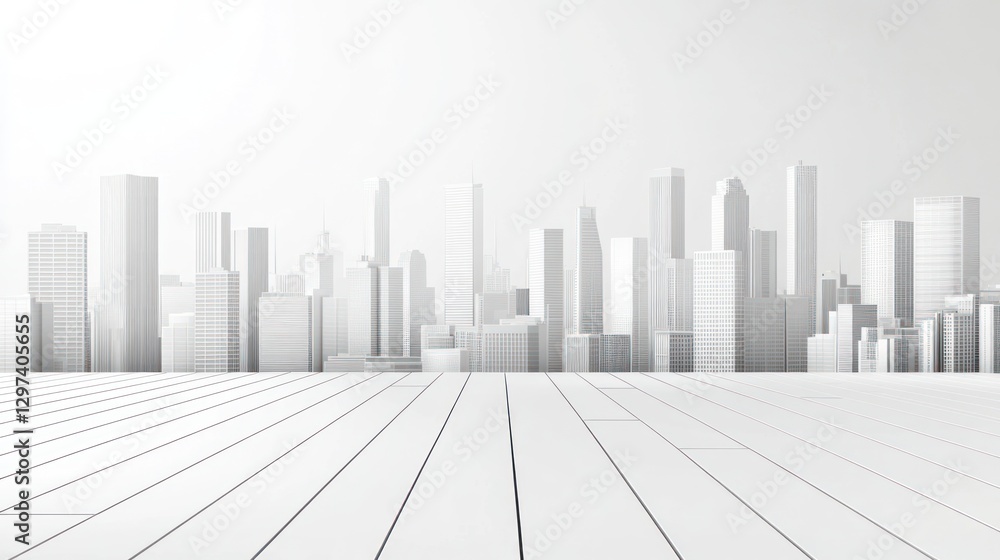 Fototapeta premium Empty city platform background, modern, digital, city view, presentation, mockup, design, display