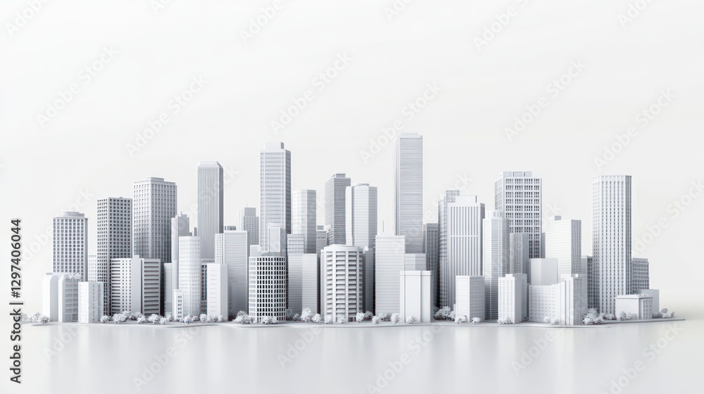 3D model city skyline, white buildings, architectural design, urban landscape, background image, digital illustration, cityscape, concept 3D model city skyline, white buildings, architectural design, urban landscape, background image, digital illustration, cityscape, concept