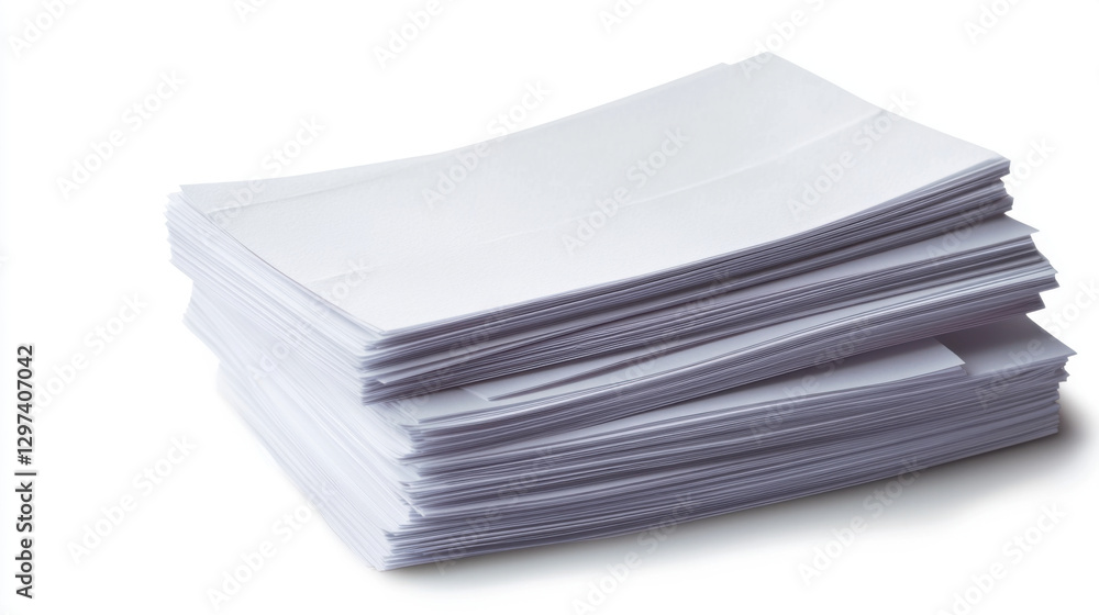 Stack of blank paper sheets, ideal for printing or crafting projects Stack of blank paper sheets, ideal for printing or crafting projects