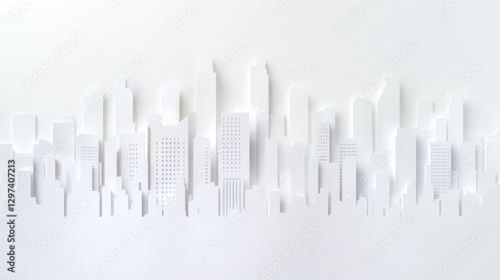 Paper Cut City Skyline Background Paper Cut City Skyline Background