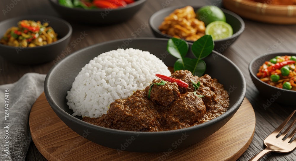 Indonesian Rendang with Rice: A Culinary Delight Indonesian Rendang with Rice: A Culinary Delight